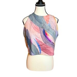 Athleta Conscious Crop Sports Bra Orchid Pink Watercolor Print Size 2X Racerback